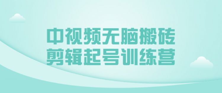 中视频无脑搬砖剪辑起号训练营