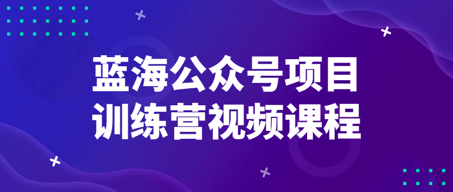 蓝海公众号项目训练营视频课程